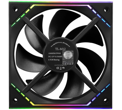 Кулер 12см ARGB 3D Thermalrigh TL-M12 BLACK (in bulk) обычный+реверсивный