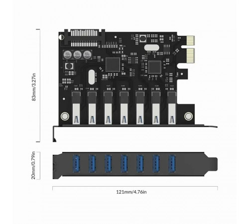 Адаптер для расширения портов PCI-E to 7xUSB3.0 ORICO PVU3-7U-V1