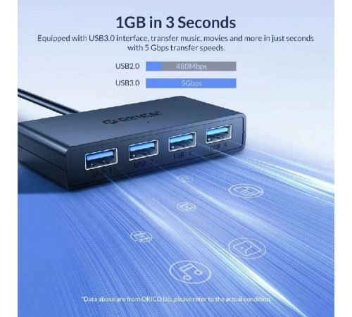 Переходник ПК USB3.0 HUB Orico G11-H4-U3 Black 1м
