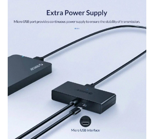 Переходник ПК USB3.0 HUB Orico G11-H4-U3 Black 1м