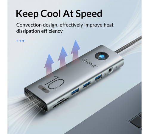 Переходник ПК TYPE-C HUB 10in1 Orico CX10-10P 4K