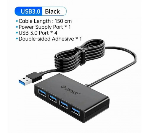 Переходник ПК USB3.0 HUB Orico G11-H4-U3 Black 1м