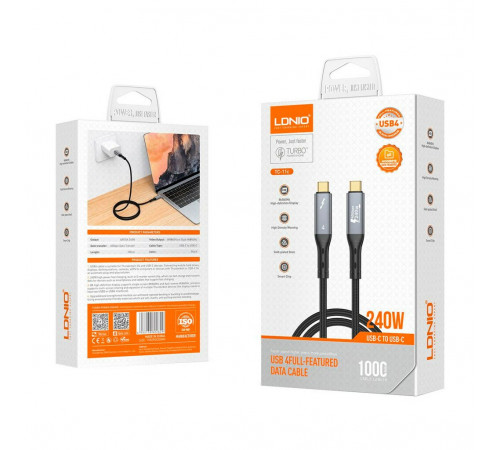 Кабель для телефона LDNIO Type-C to Type-C / 240W 40Gbs / (1m) TC-11c