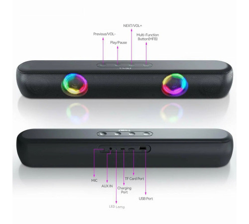 Колонки 2.0 SOUNDBAR USB T-Wolf B320 LED