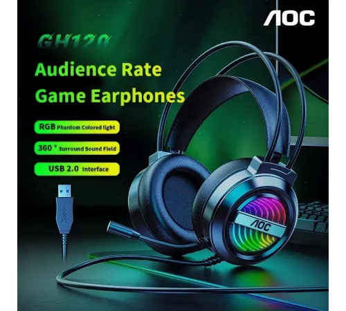 Наушники проводные ПК AOC GH120 USB LED Наушники проводные ПК AOC GH120 USB LED