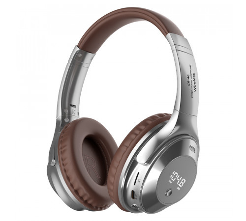 Наушники беспроводные полноразмерные CR-46 SILVER+BROWN Наушники беспроводные полноразмерные CR-46 SILVER+BROWN