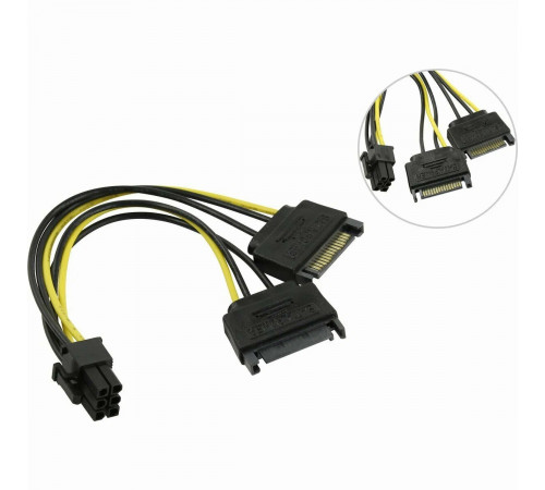 Переходник БП 2xSata Power to 6pin 15см Переходник БП 2xSata Power to 6pin 15см
