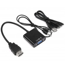 Переходник видео HDMI to VGA + AUDIO (с доп. питанием)