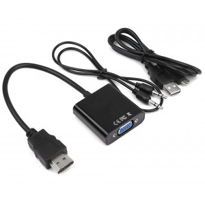 Переходник видео HDMI to VGA + AUDIO (с доп. питанием)