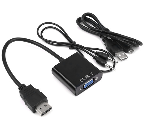 Переходник видео HDMI to VGA + AUDIO (с доп. питанием)