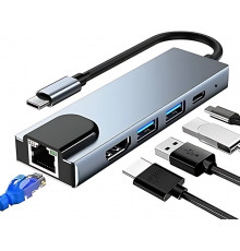 Переходник ПК TYPE-C to HDTV 5in1 LAN1000mb