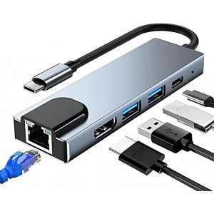 Переходник ПК TYPE-C to HDTV 5in1 LAN1000mb