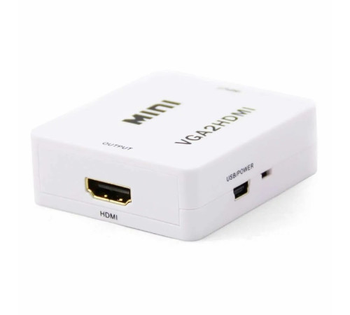 Переходник конвертер Mini с VGA на HDMI 1080p (белый)