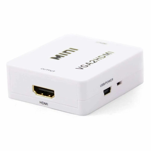 Переходник конвертер Mini с VGA на HDMI 1080p (белый)