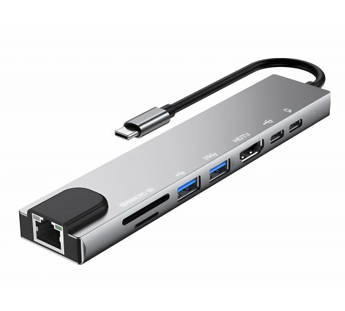 Переходник ПК TYPE-C TO HDTV 8in1 100mb Переходник ПК TYPE-C TO HDTV 8in1 100mb