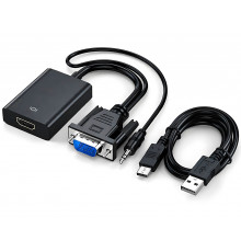 Переходник видео VGA to HDMI cable + AUDIO (с доп. питанием)