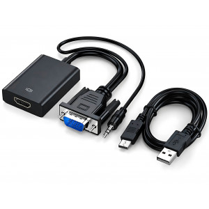 Переходник видео VGA to HDMI cable + AUDIO (с доп. питанием)
