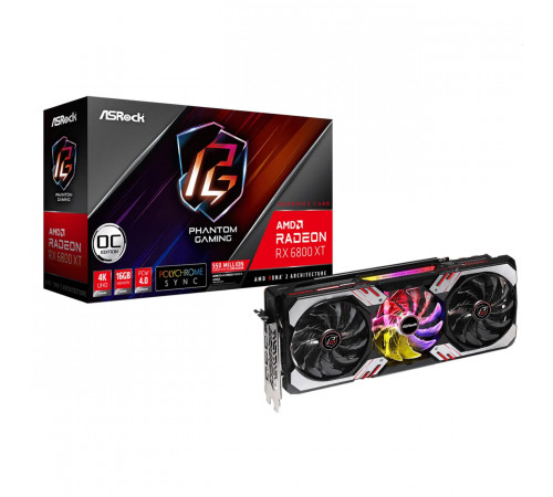 Видеокарта AMD ASRock RX 6800 XT Phantom Gaming D OC 16 ГБ (без коробки) Б/У