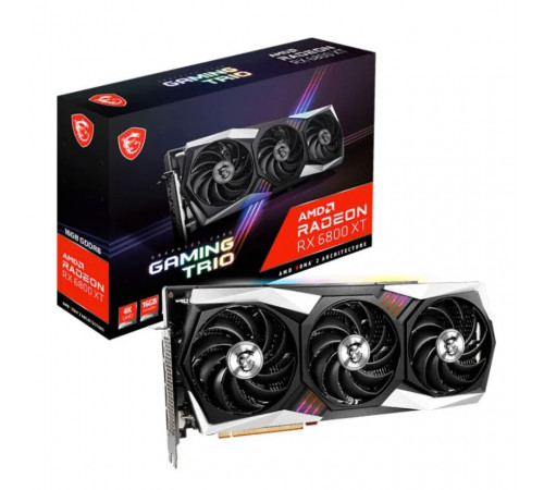 Видеокарта AMD RX6800XT 16GB MSI GamingTrio X GDDR6 3xFan с коробкой Б/У Видеокарта AMD RX6800XT 16GB MSI GamingTrio X GDDR6 3xFan с коробкой Б/У