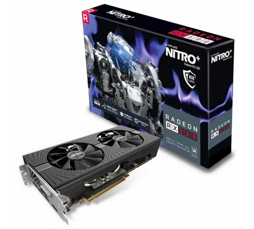 Видеокарта AMD RX580 8GB ALL Saphire Nitro+ Black с коробкой Б/У