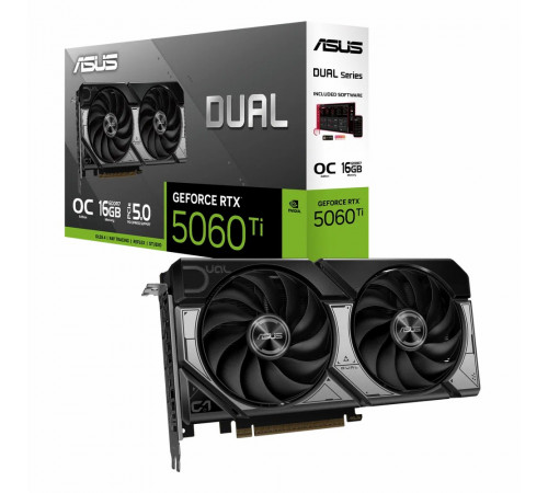 Видеокарта NVIDIA RTX5060ti 16GB GDDR7 ASUS DUAL 2xFAN OC 