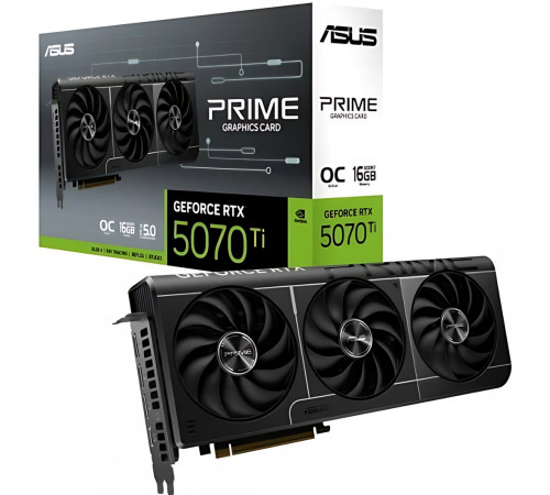Видеокарта NVIDIA RTX5070ti 16GB GDDR7 ASUS PRIME 3xFAN OC 