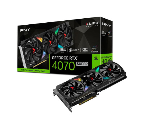 Видеокарта NVIDIA RTX4070s 12GB GDDR6 3fan PNY XLR8 LED