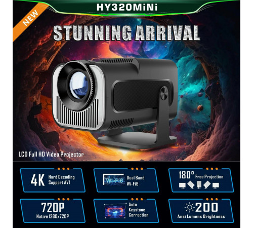 Проектор HY320 mini (200ANSI 1280x720) Android CPU-3326