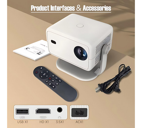 Проектор Q5 L018Q (350ANSI 1920x1080) Android CPU-H713 1+8GB white